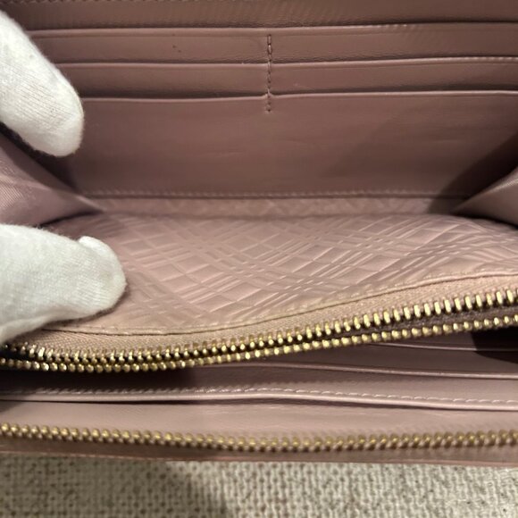 Burberry Shimmery Pink Leather Zip Around Wallet - Picture 10 of 10